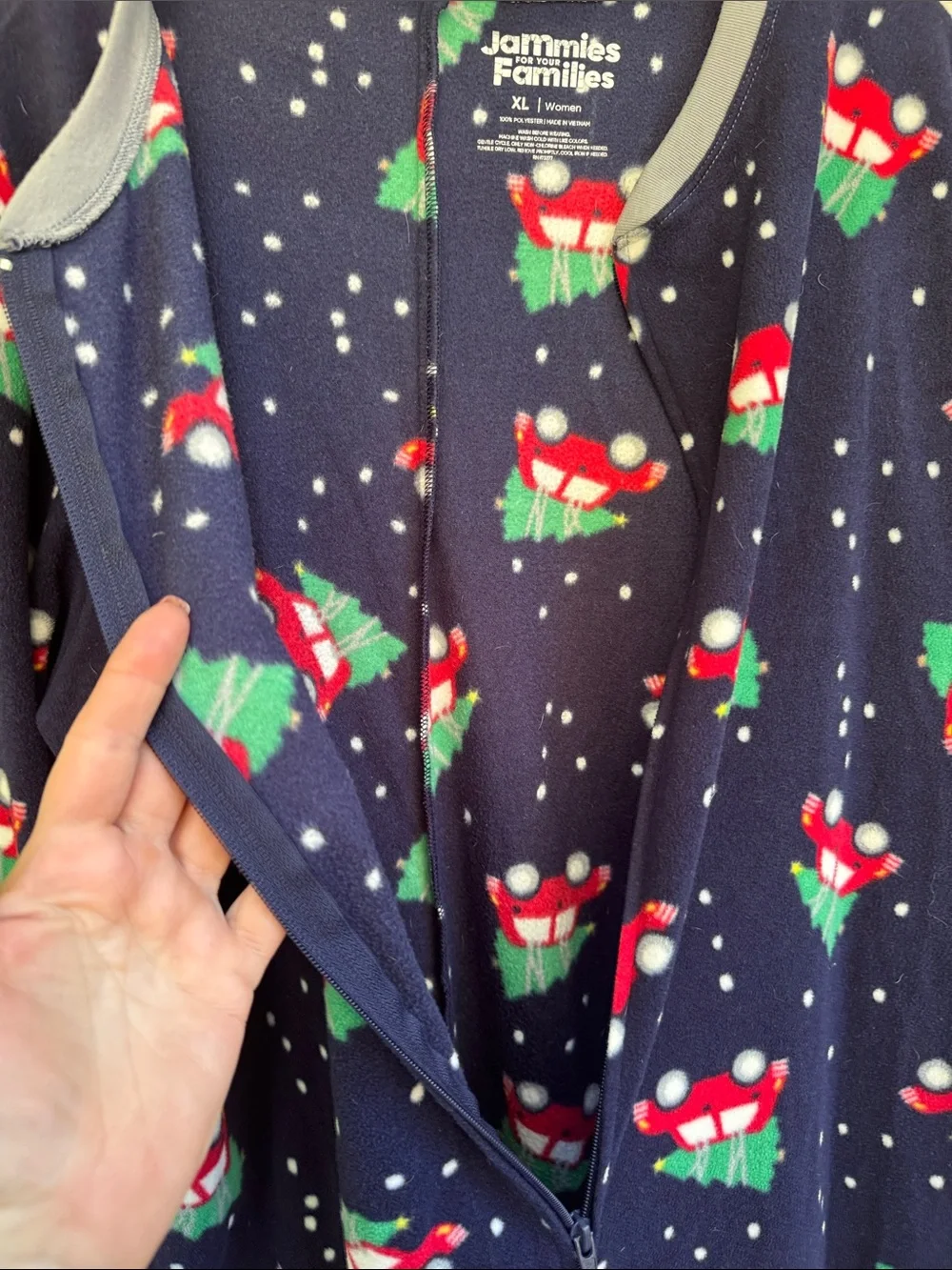 Women’s JAMMIES FOR YOUR FAMILY Warm Fleece Holiday Winter 1-PC Zip Pajamas